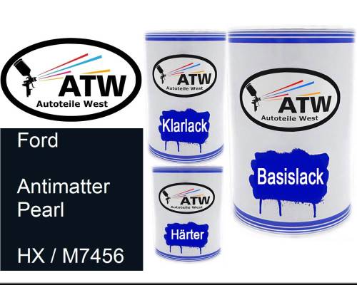 Ford, Antimatter Pearl, HX / M7456: 500ml Lackdose + 500ml Klarlack + 250ml Härter - Set, von ATW Autoteile West.